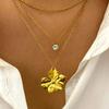 Elegant Gold Plated Flower Pendant Necklace Versatile Gold Bead Pendant Necklace for Women Enhances Any Outfit
