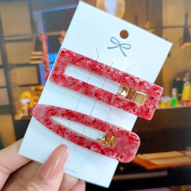 2pcs/ Set Korean Sequins Acetate Hair Clip Hairpins For Women Accessories Jewelry Femme Barrettes Hairgrip Girls Headwear