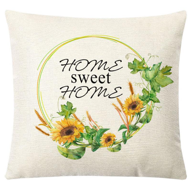 Pillow Farm Sunflower Pillow Cover Happy Summer Thanksgiving Car Waist Support Cushion Home Pillow Cover