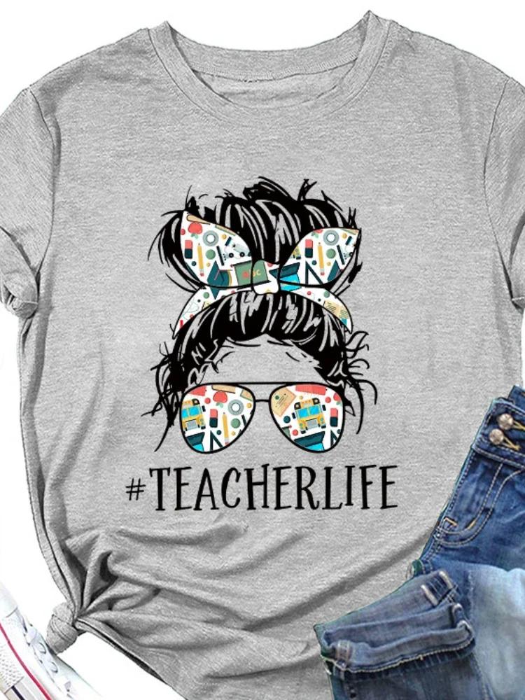 TEACHERLIFE Skull Head Print Women T Shirt Short Sleeve O Neck Loose Women Tshirt Ladies Tee Shirt Tops Camisetas Mujer