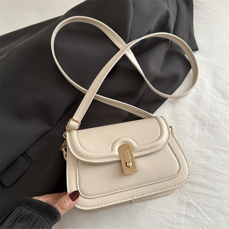 Trendy Retro Small Crossbody Square Bag For Autumn Elegant Casual Use Available In Black White Khaki And Brown