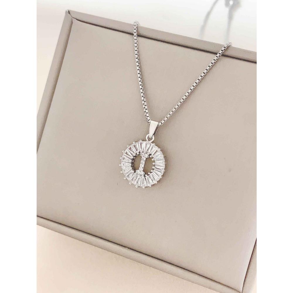 Necklace Does Not Fade, Women's Summer Square Circle Letter Necklace, Titanium Steel Necklace, Versatile High-end Clavicle Chain