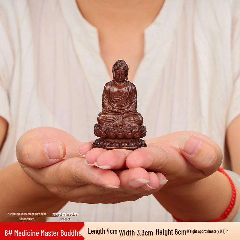 Mini Three Treasures Buddha Statue: Shakyamuni, Medicine Buddha, Amitabha - Purple Copper Desktop Decor