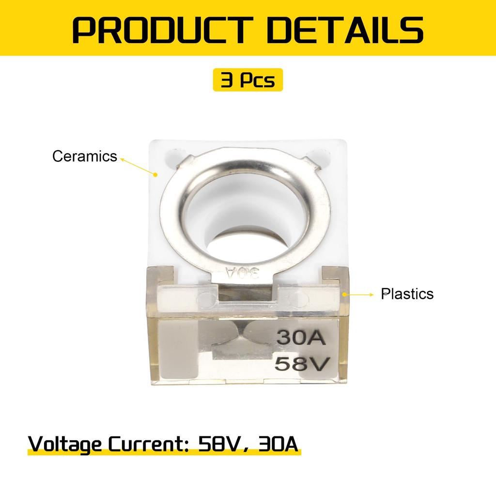 uxcell 3 Pcs Terminal Fuse 30A Terminal Block Fuse 58V DC Marine Rated