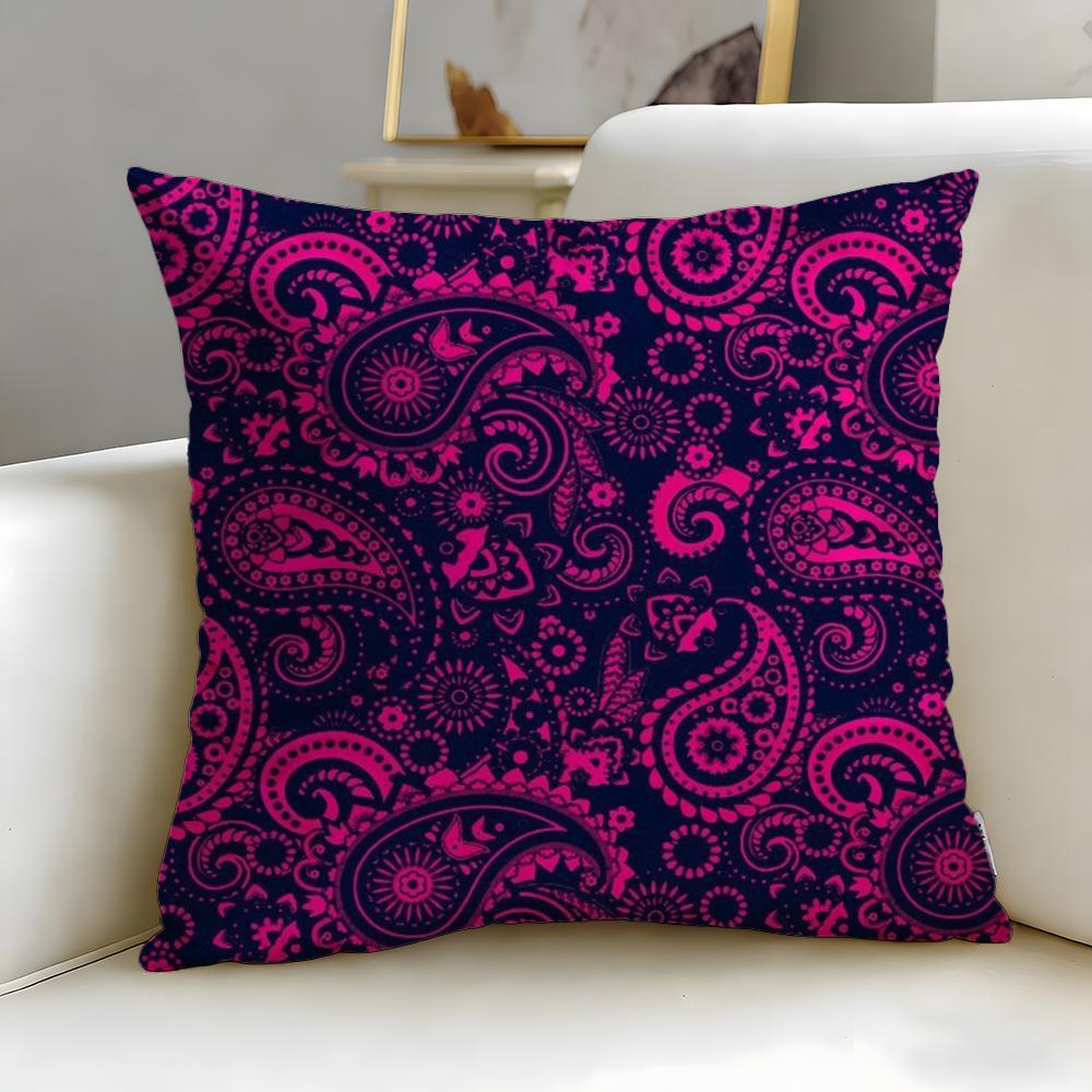 Trendy Ppaisleyed Cushion Cover Soft EasyWash Pillow Case Versatile for Couch Bed Travel and Office