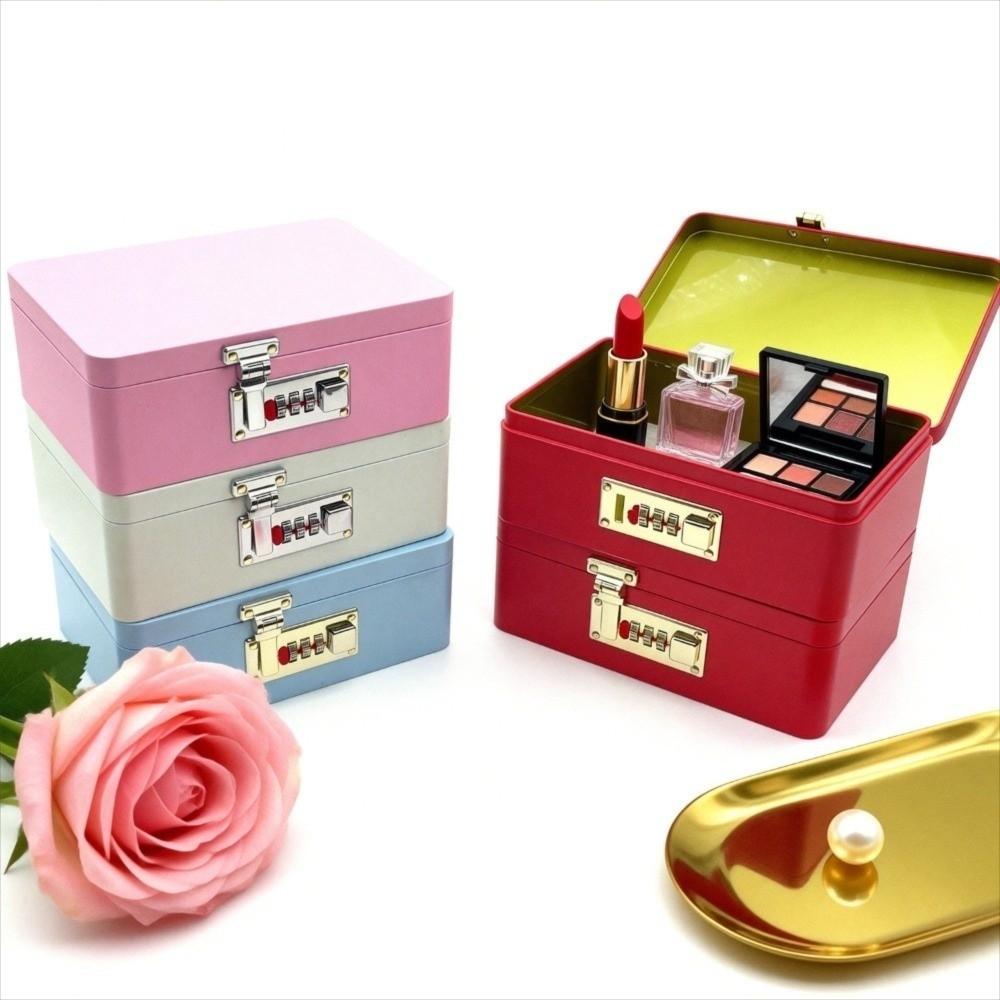 Combination Lock Storage Iron Box Metal Construction Storage Chest Gift Packaging