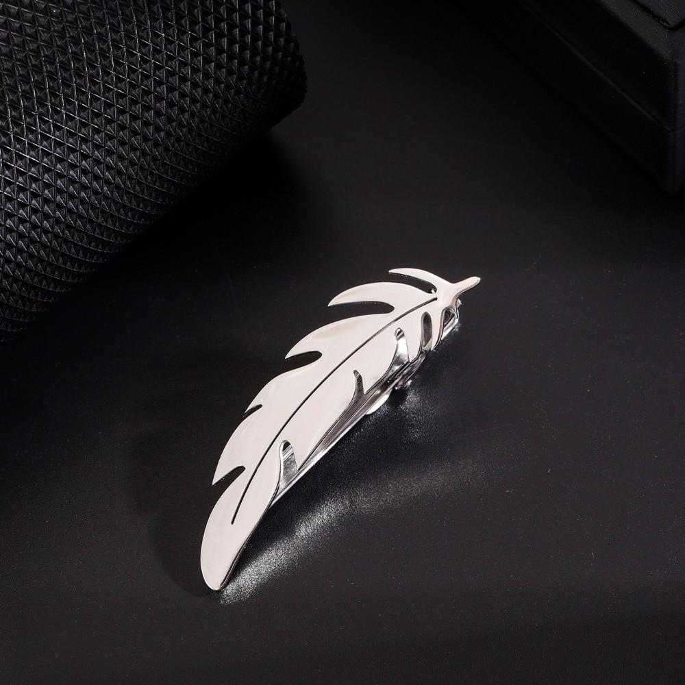 Titanium Steel Leaves Tie Clip Simple Necktie Buckle Fashion Feather Tie Pin Suit Accessories