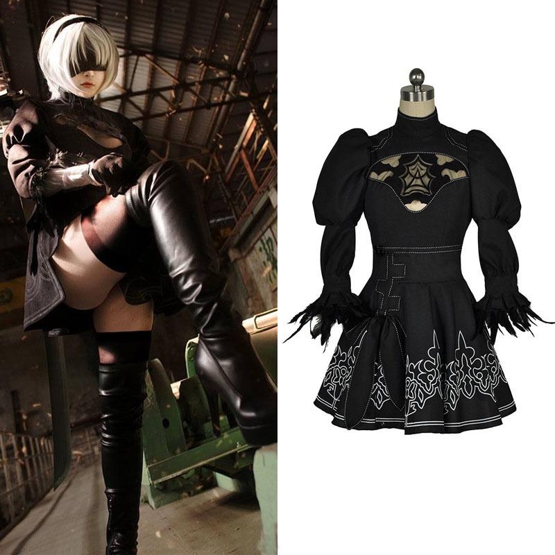 Yorha Nierautomata 2b No 2 Heroine Cosplay Costume Dress With Glove Eyepatch