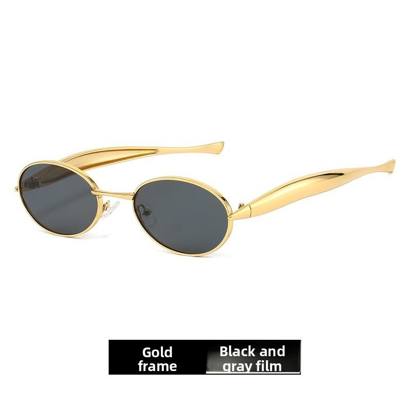 

Sarding Fish Oval Metal Sunglasses With Uv400 Protection For Outdoor Sports And Fashion Wear Gold Gray