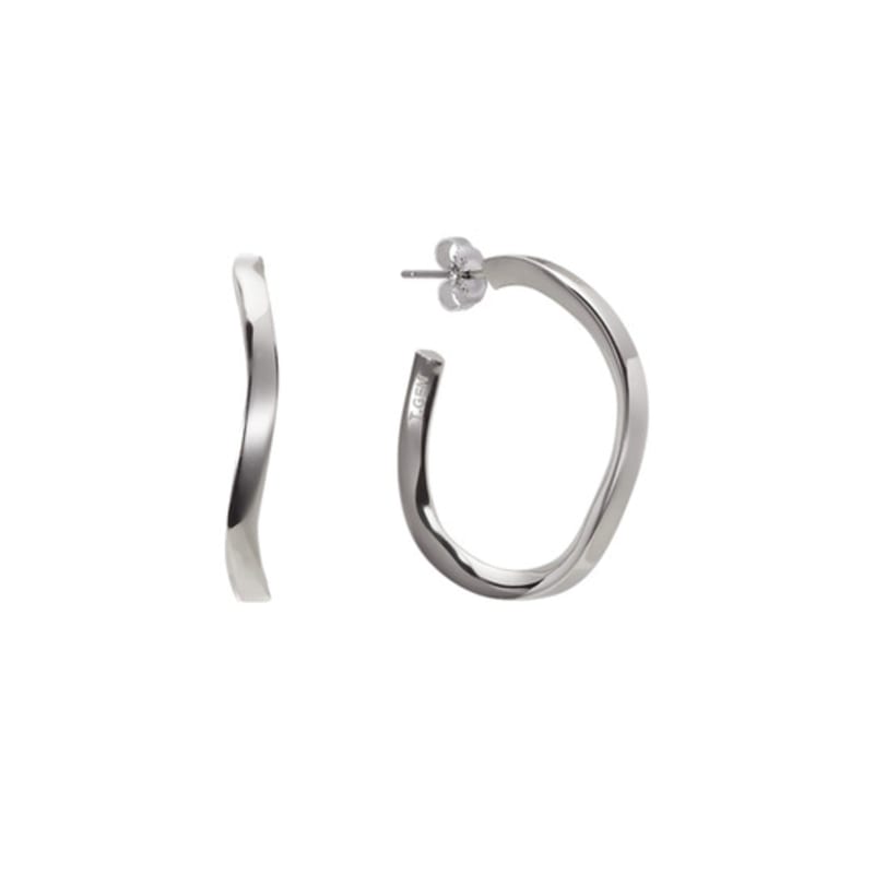 Tirr Lirr Tizen Maximize Line Hoop Silver-White Earrings TEDSVW14036M