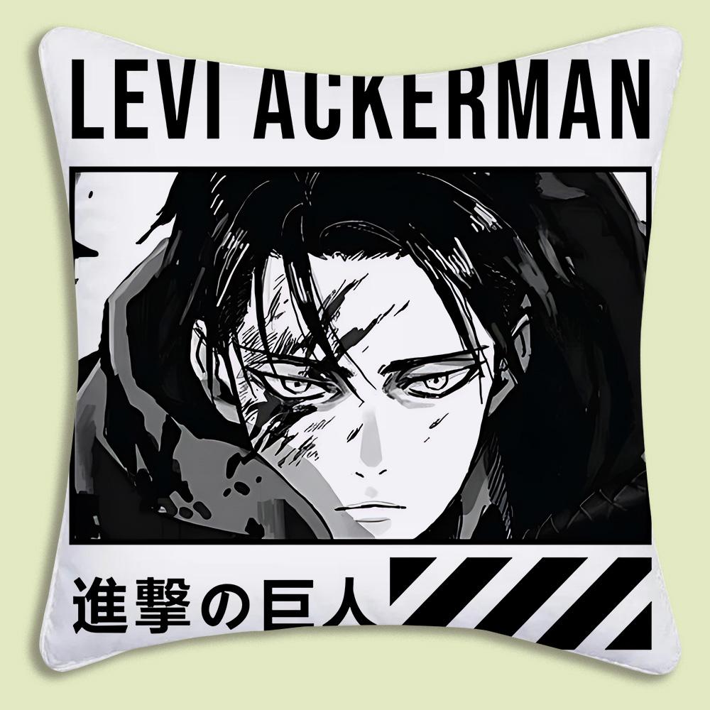 Levi Ackerman Attack On Titan Pillow Covers Cartoon Sofa Decorative Home Double-Sided Printing Short Plush Cute Cushion Cover