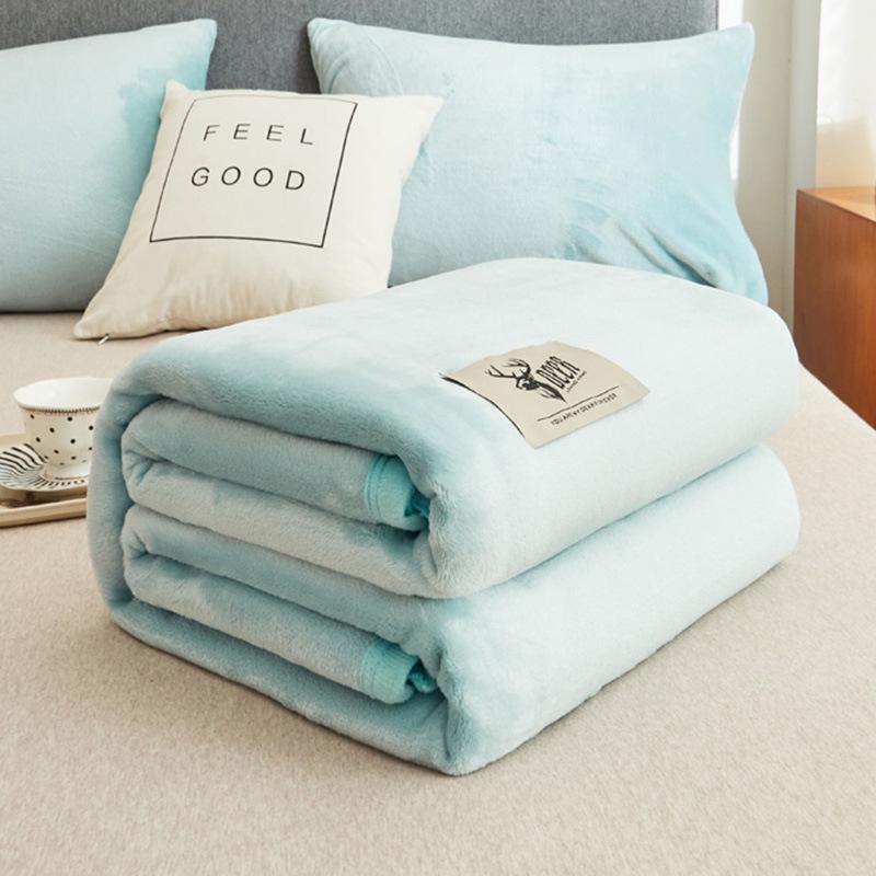 Plush Double-Sided Coral Fleece Blanket for Single Student Dormitory