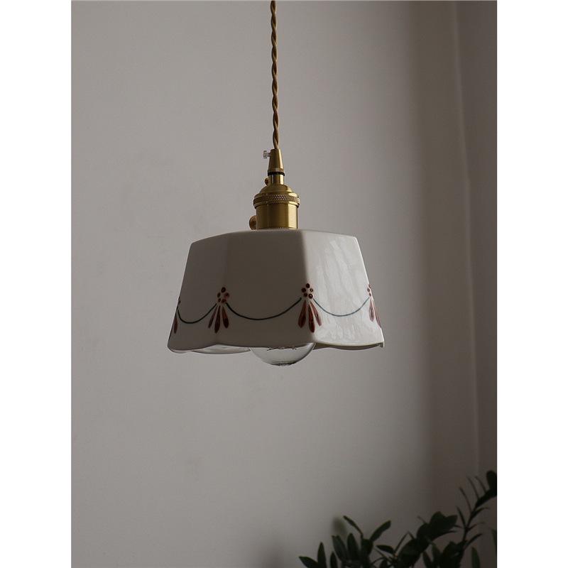 Retro Japanese Brass Glazed Ceramic Pendant Light for Bedroom, Dining, Bar, or Bay Window