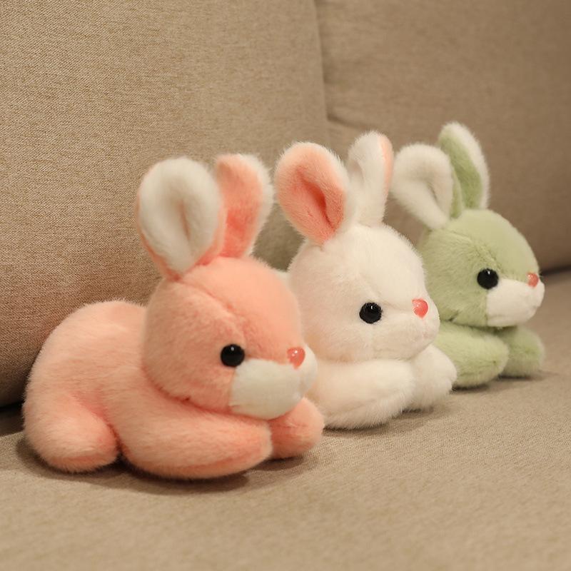 New Simulation Lying Down Rabbit Plush Doll Creative Cute Little White Rabbit Toy Children's Cute Doll Gift