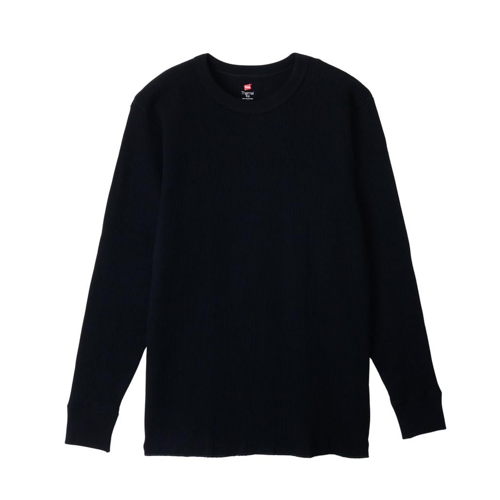 Hanes Koszulka z długim rękawem USA Rozmiar L Męska, 100% Bawełna, Dekolt, Czarny, (HM4-Y203)