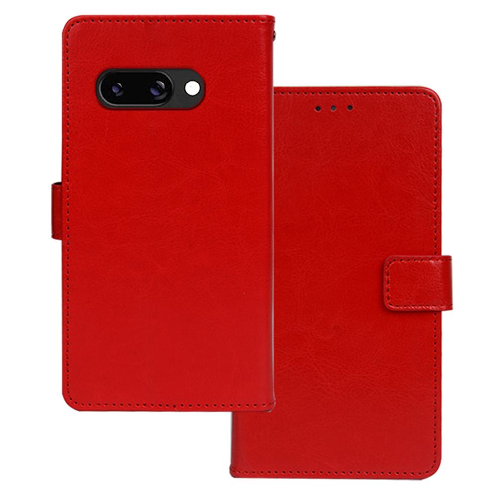 

For Google Pixel 9a Case Wallet Leather Phone Cover Crazy Horse Texture Red