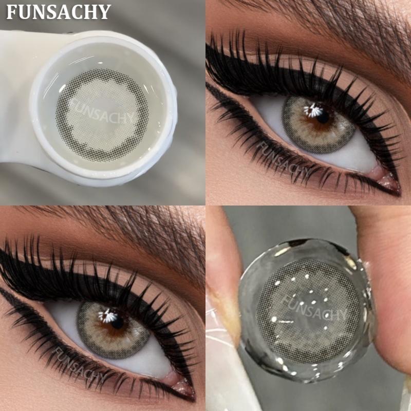 

FUNSACHY 1 пара коричневых линз для глаз, цветные контактные линзы для глаз, натуральный макияж глаз, мягкие линзы для серых зрачков, косметика для красоты, годовая