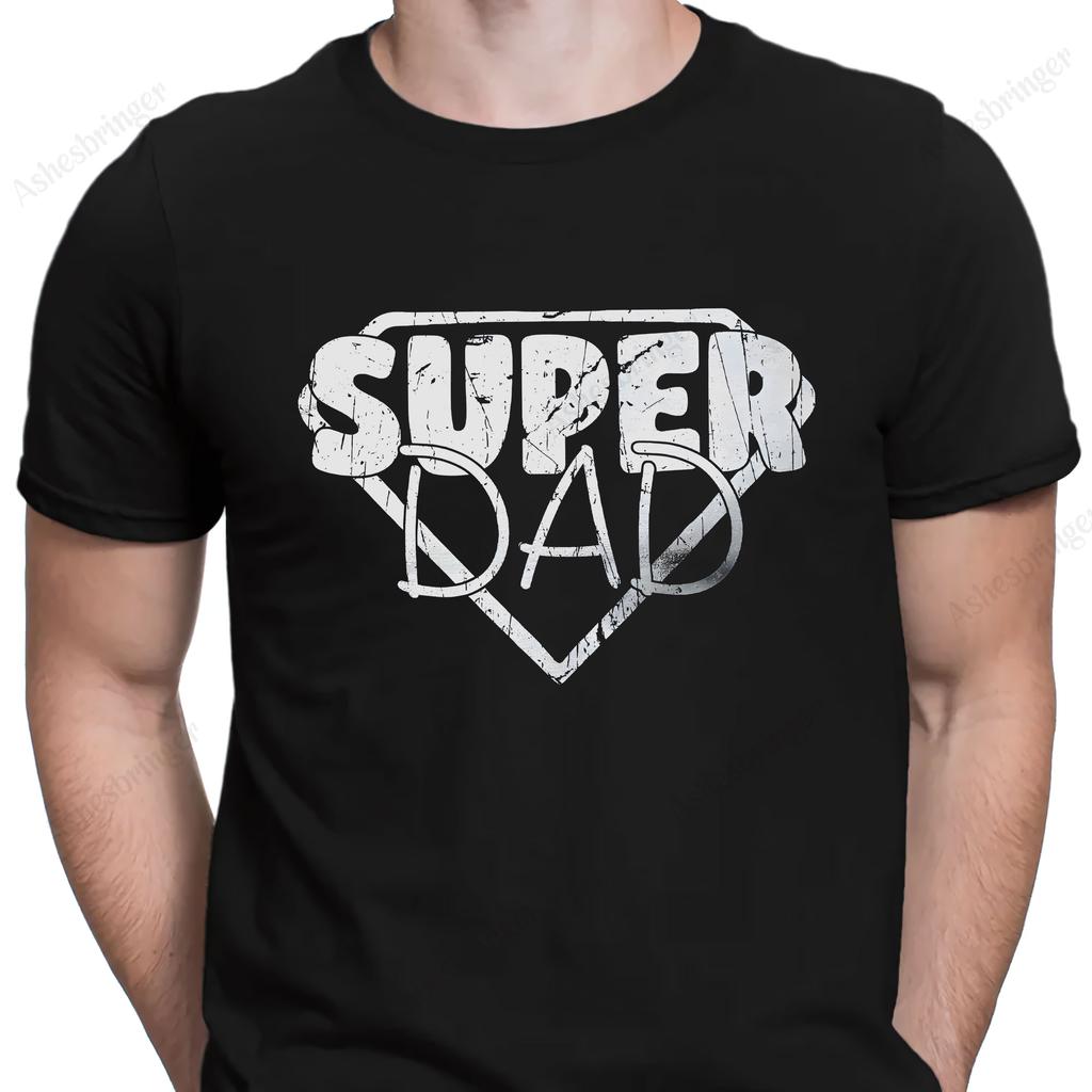 Super Dad Graphic Novelty Crew Neck Fathers Day T Shirt Funny Dad Gift Tee Street Casual Style Tops for Men and Women