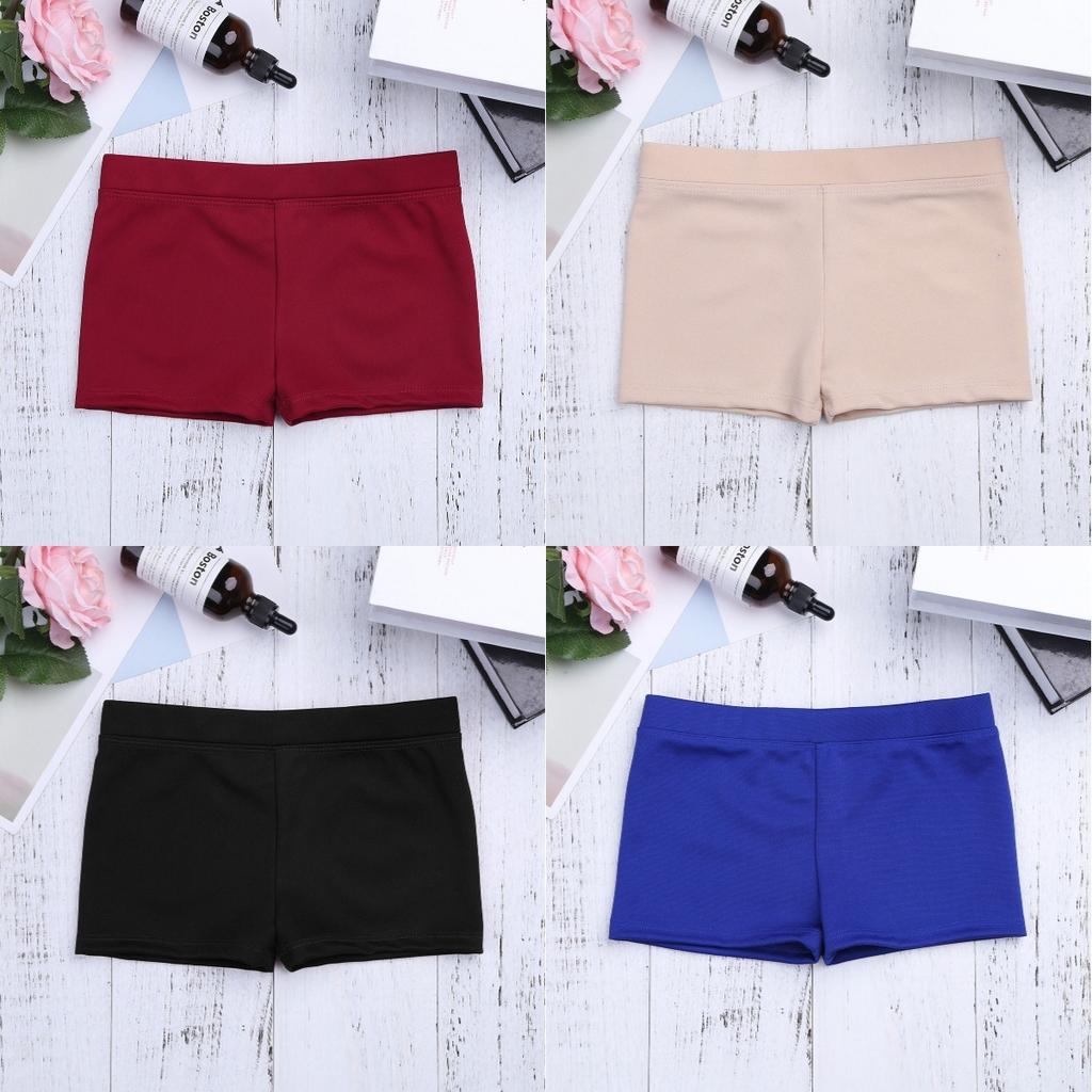 Kids Girls Stretchy Sports Shorts Leggings Boy-cut Slim Fit Gymnastics Ballet Dance Booty Shorts Workout Fitness Tumbling Bottom