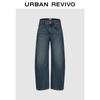 UR 2025 Winter Women's Washed Curved Denim Jeans