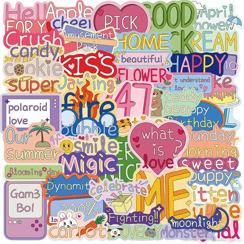 

50 шт./компл., красочные английские слова, художественная серия 01, водонепроницаемые наклейки «сделай сам», модные каракули, наклейки