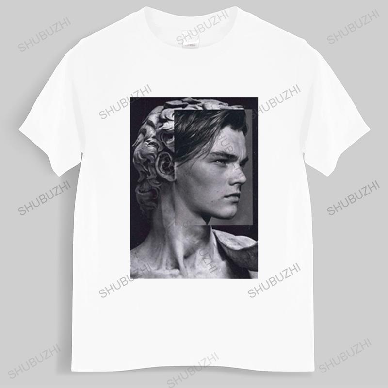 Men's Harajuku Stone Statue David T-Shirt Movie Jack Dawson Leonardo DiCaprio Patchwork Print Tops Casual Streetwear T Shirt Men