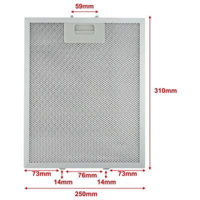 Practical Silver Cooker Hood Filter 310x250x9mm Special Decoration Sturdy Use Convenient Easy To Clean Lasting