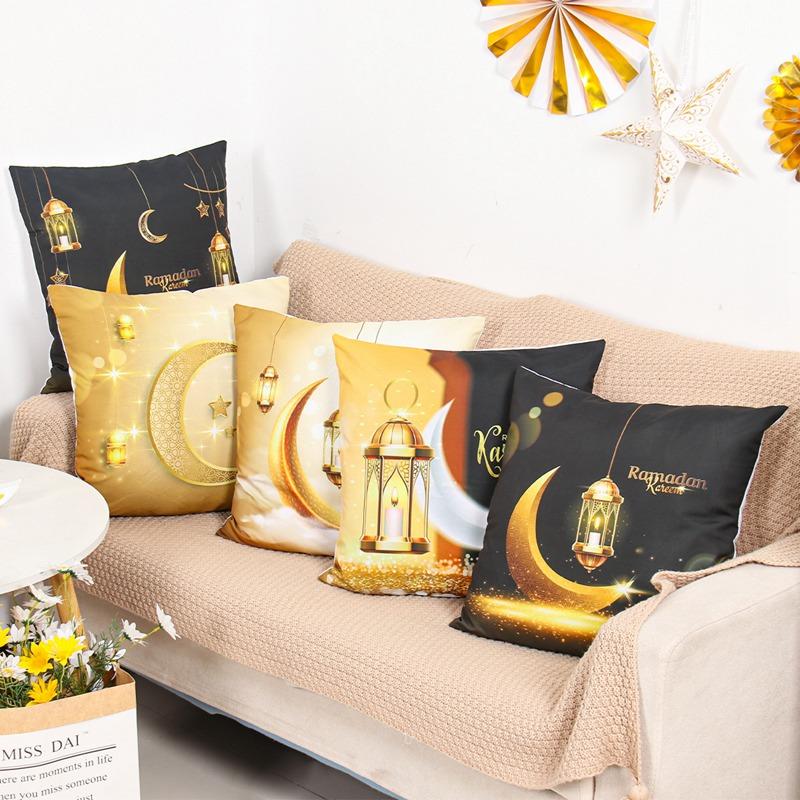 Eid Mubarak Pillowcase Decor For Home Sofa Cushion Cover Islamic Ramadan Kareem Decoration Mosque Muslim Pillow Cover Gifts