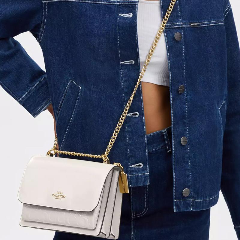 Coach Klare 22 Metal Logo Adjustable Shoulder Strap Patent Leather Smooth Leather Crossbody Bag Medium Women bags Chalk CU993-IMCHK