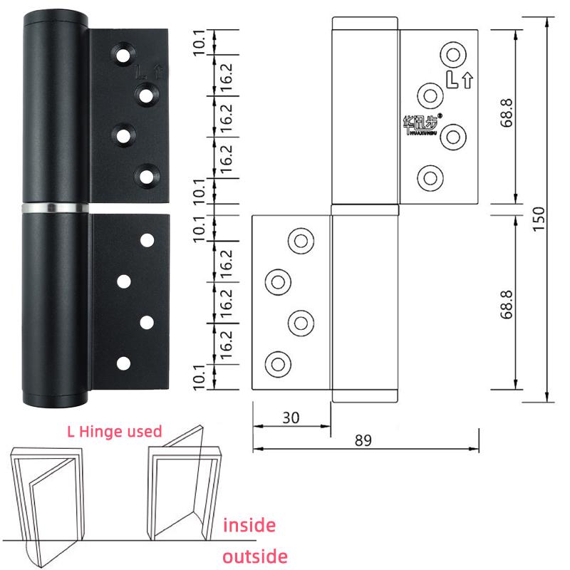 30 KG Langlebige Eloxierte Aluminiumlegierung Abnehmbare Türscharniere Schwerlast-Kugellager Soft-Close Modernes Design Linke/Rechte Tür