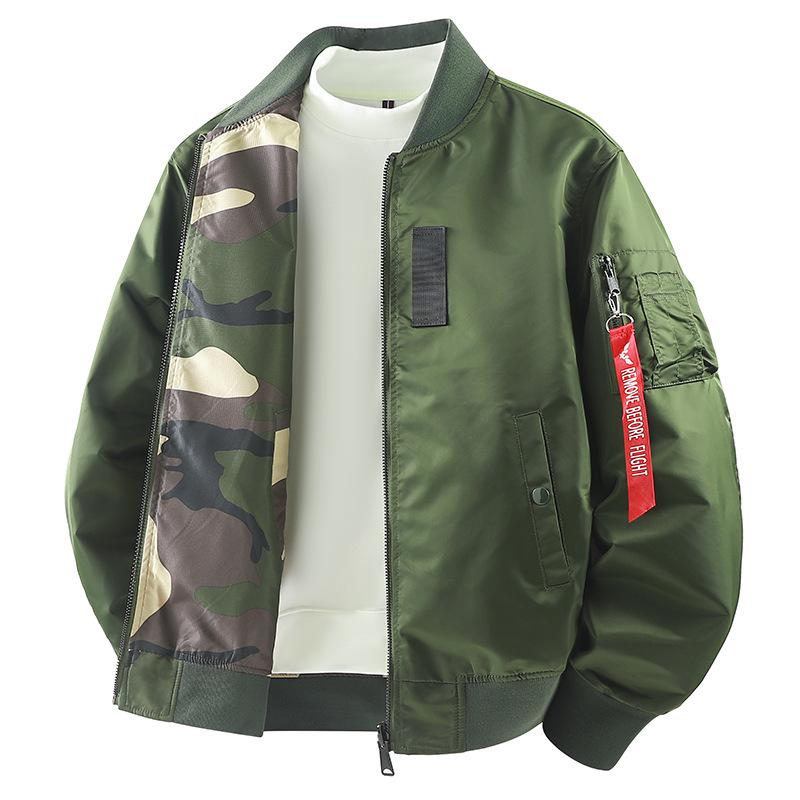 Double-Sided Men's MA-1 Camouflage Flight Jacket - Spring/Autumn Baseball Style Loose Workwear Top
