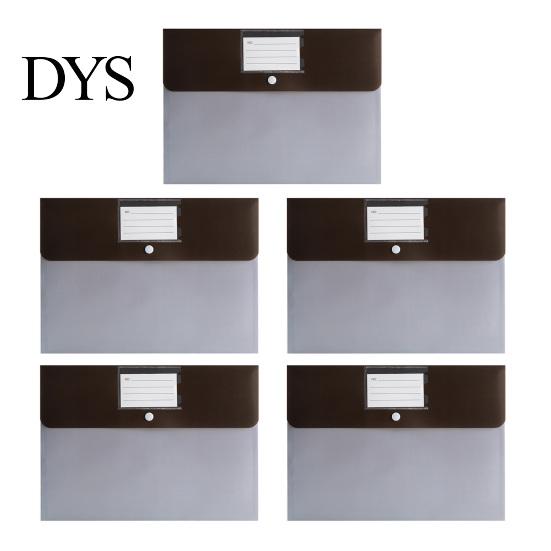 Matte PP File Folder Document Folders with Snap Button & Label Pocket, A4 Size Plastic Student Exam Organizer Envelopes, Waterproof Organizers