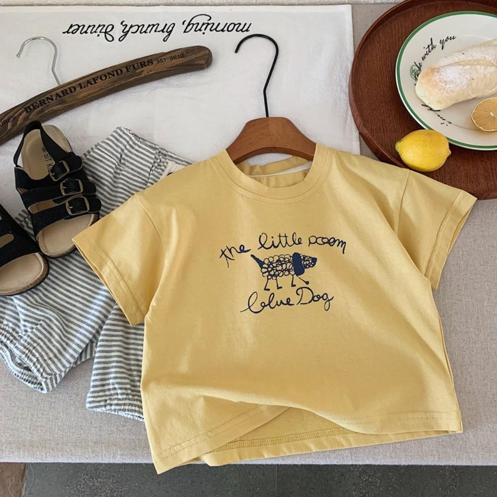 

Summer Clothing Baby Boys Cartoon Printed T-shirt Round Collar Loose Casual Tshirts Children Clothes Short Sleeve Tees Tops 110