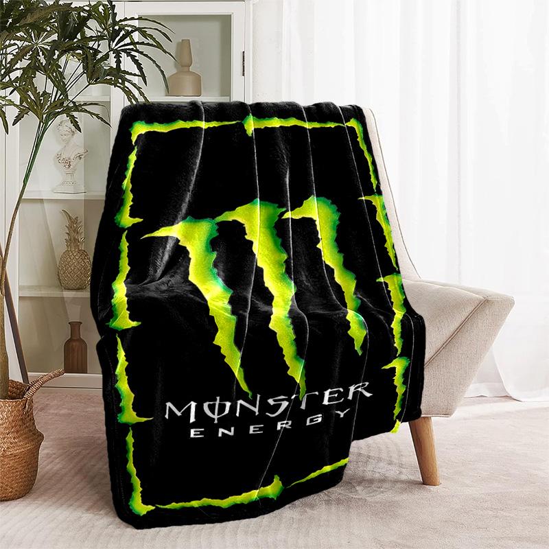 1pc Blanket - Monster Energy LOGO Print Design, Lightweight Blanket for Sofa, Bed- Soft &Warm, Gift for All Seasons