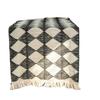 Imanqi Yun Black & White Patchwork Cotton Table Runner with Tassels, Korean Style