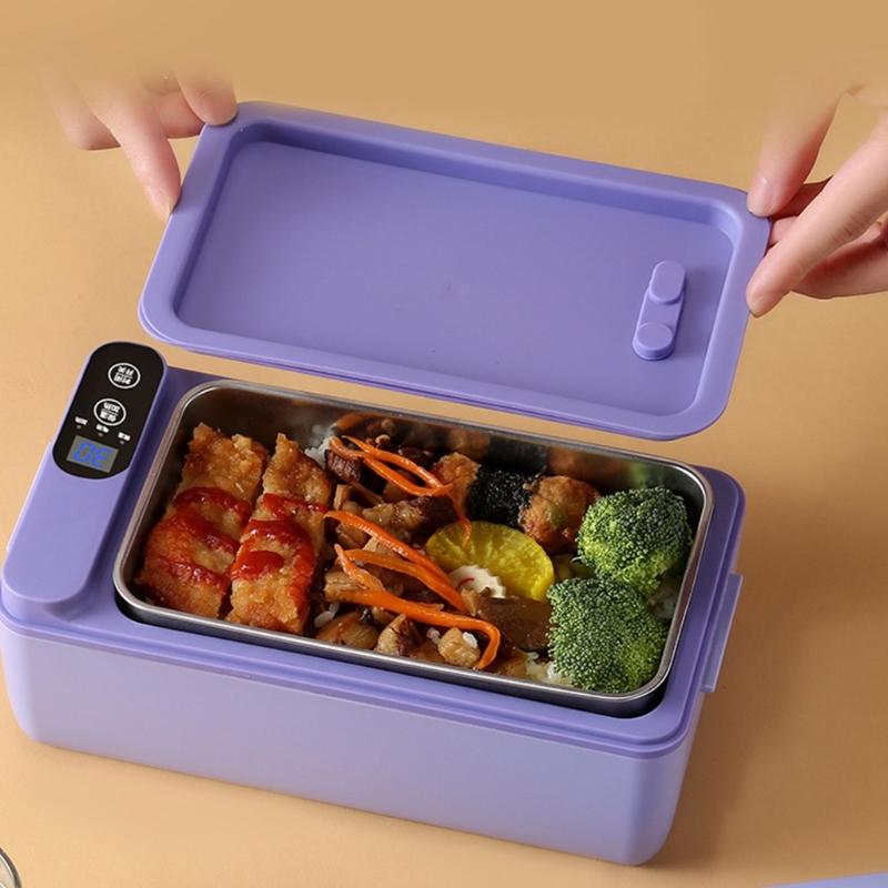 Practical Lunch Box 3200mAh Food Box Self Warming Food Storage Box 304Stainless Steel Texture for Various Setting