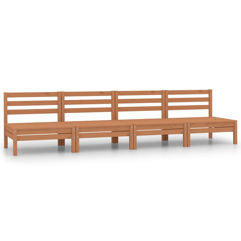 4 Piece Garden Lounge Set Honey Brown Solid Pine Wood