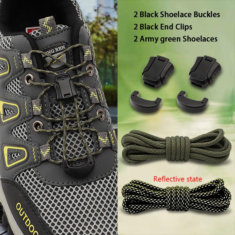 Reflective No-Tie Shoelaces, Elastic Quick Lock Laces Lazy Replacement Laces for Sneakers Running & Daily Wear Unisex Adult Kids