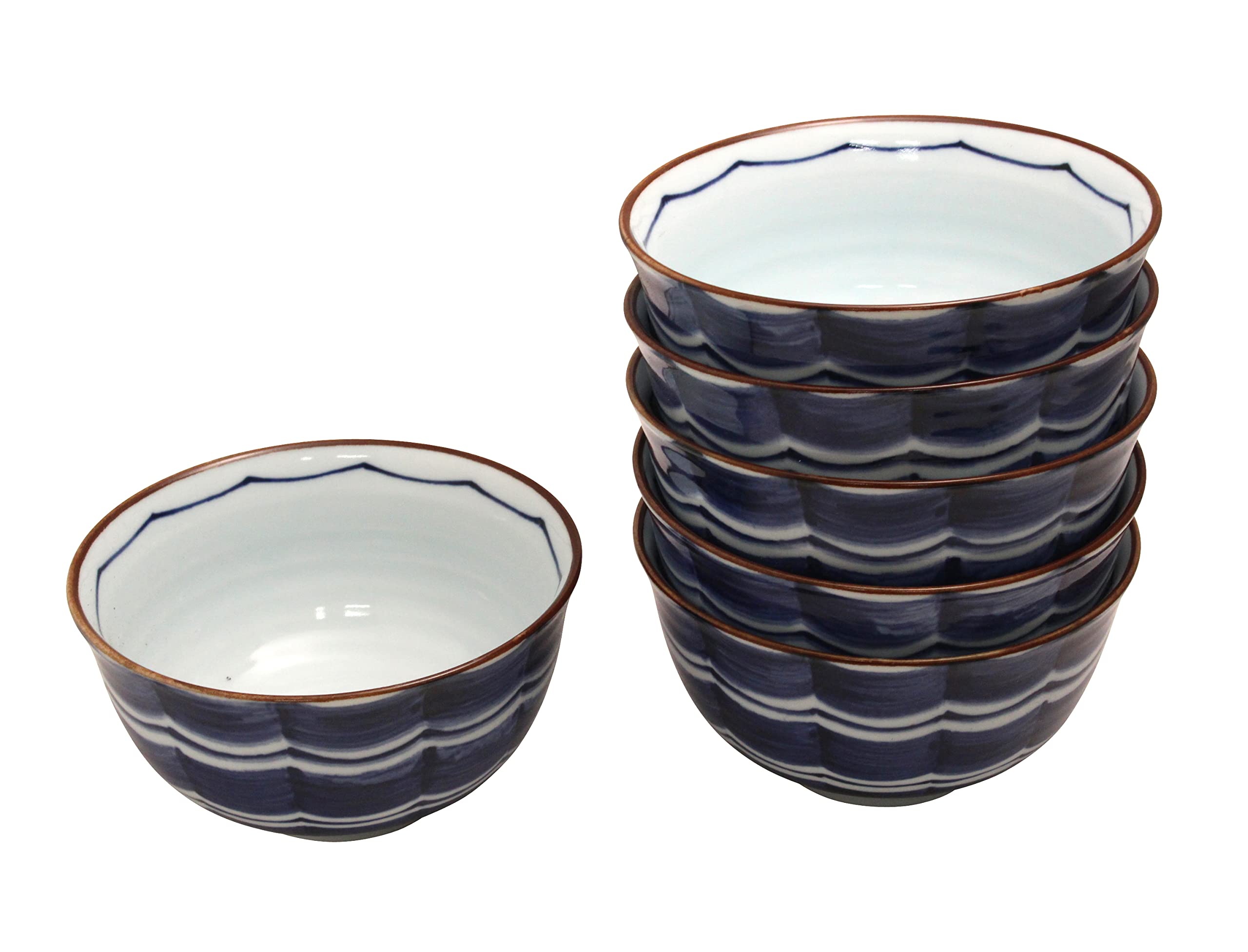 

Castle Enterprises Donburi Monogatari Series Shima Nami (Striped Wave) Bowls, Set of 6, Diameter 16cm x Height 8.7cm