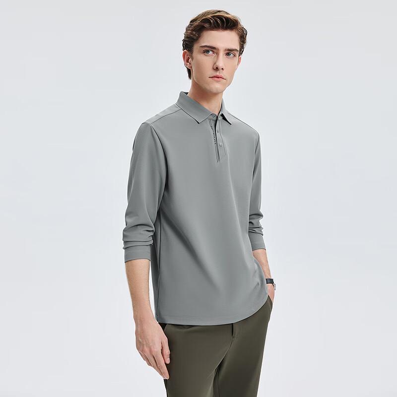 SEPTWOLVES Men's Brushed Waffle Long Sleeve Polo Shirt
