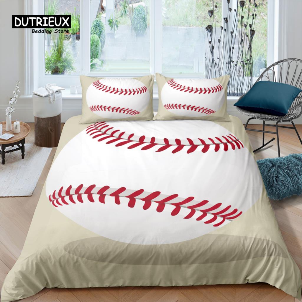 

Home Living Luxury 3D Baseball Bedding Set Kids Duvet Cover Pillowcase Sports Bedding Set Queen and King EU/US/AU/UK Size (135x200cm)