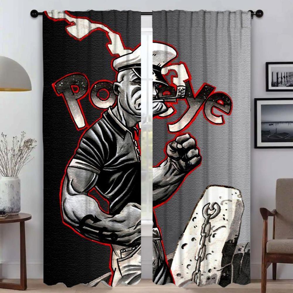Set Of 2 Popeye Sailor Shades Partition Curtains Child Room Window Curtain Panel Living Bug Resistant Polyester