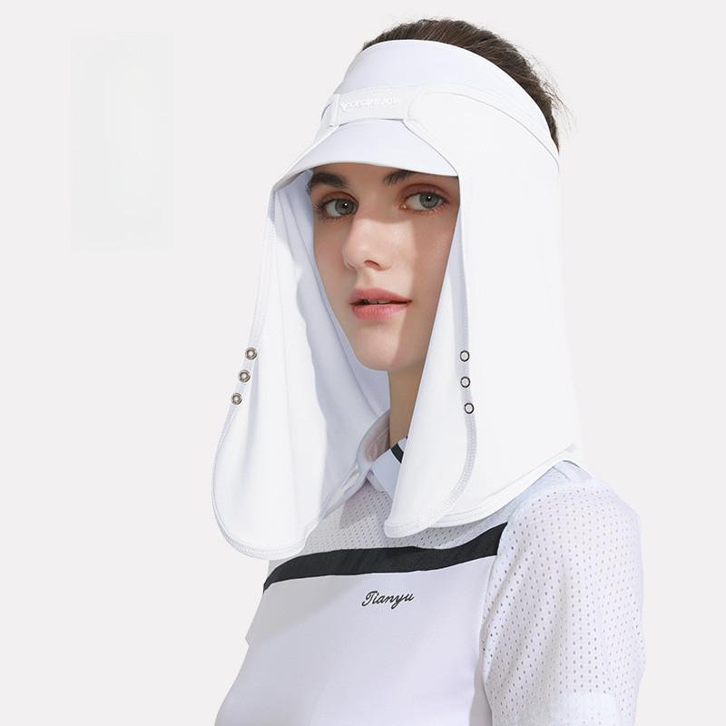 Sun Visor Hat With Neck Flap Summer Sun Protection Cooling Shawl Breathable Mesh Sport Cap Removable Full Cover Visors