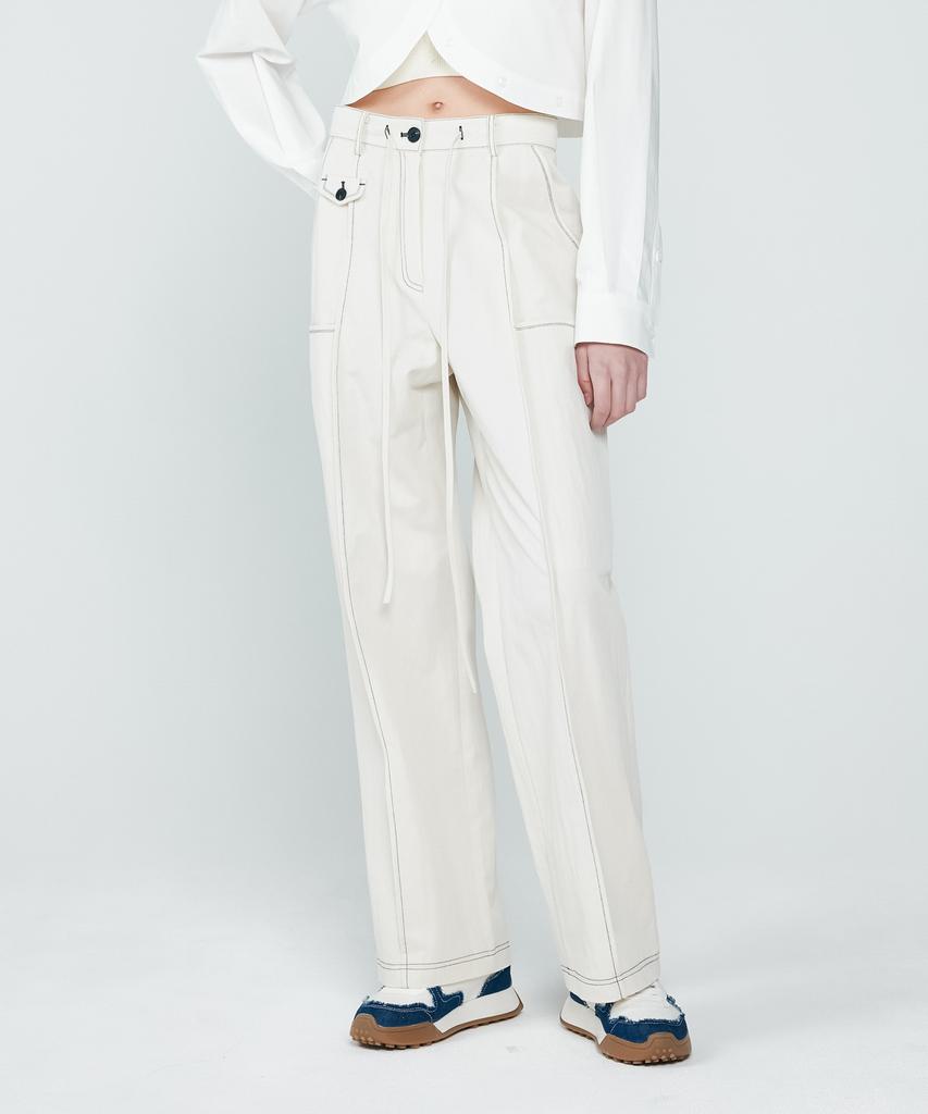 DEPASION Stitch Point Wide Fit Pants (Ivory)
