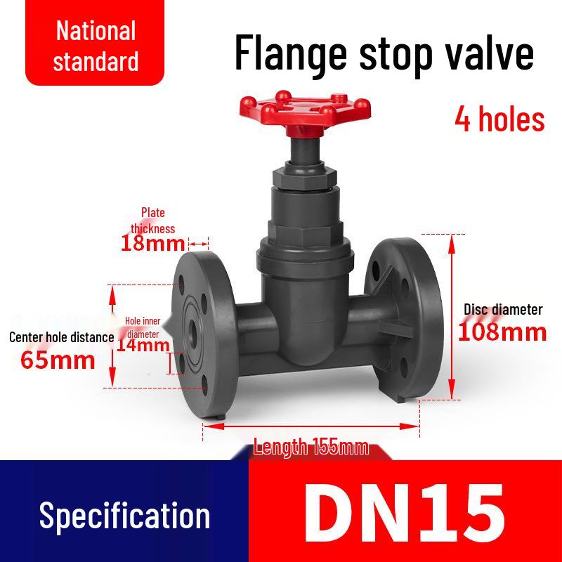Rongsheng UPVC Flanged Globe Valve, Acid & Alkali Resistant for Industrial Sewage Pipeline, DN20.
