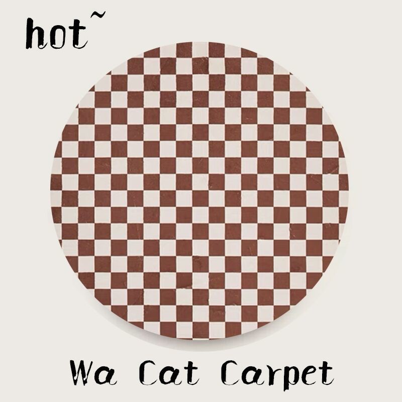 Round Checkerboard Carpet Dresser Thickened Carpet Home Living Room Bedroom Bedside Large Area Carpets Fluffy Soft Non-slip Rug