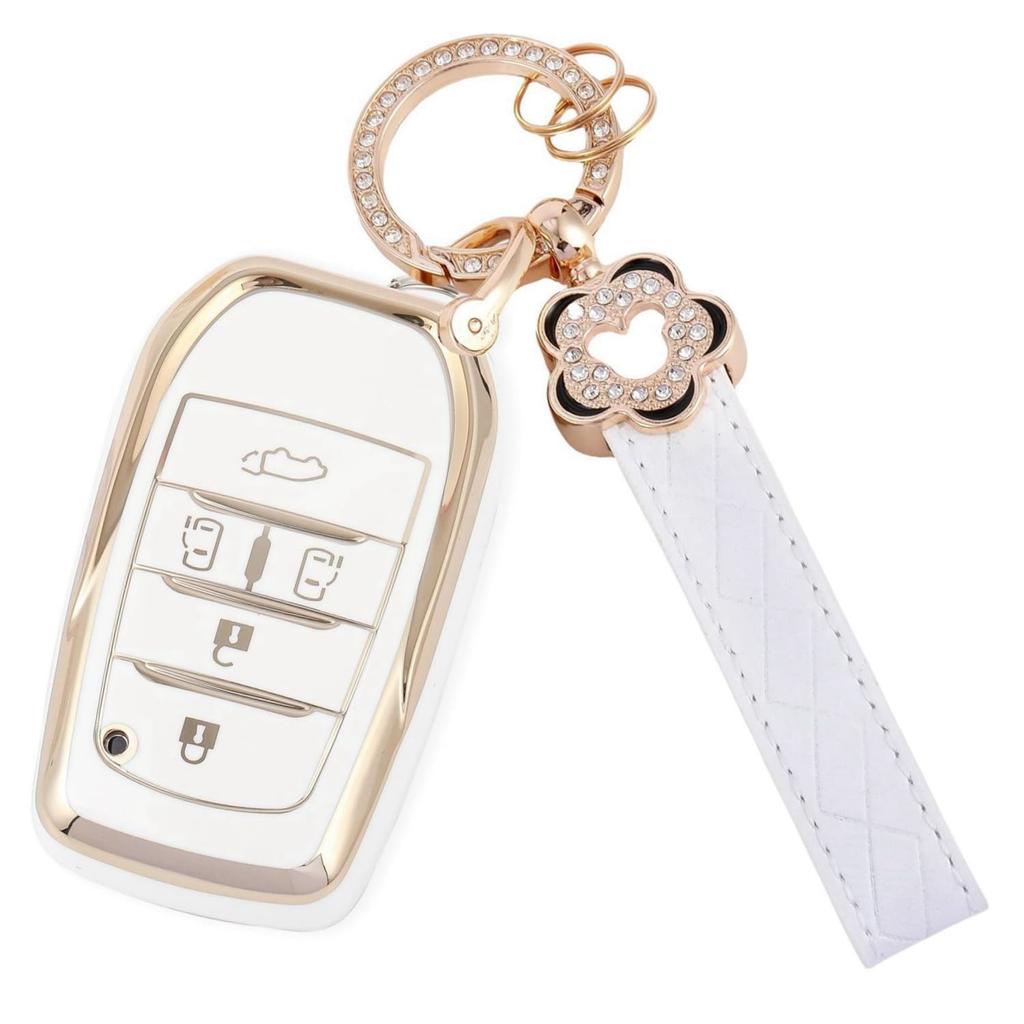 Nacalikeey Cute Girl Smart Key Case, Plum Blossom, Key Cover, Key Cover, Dustproof, Fashionable Key Case, Sakura Cute, White