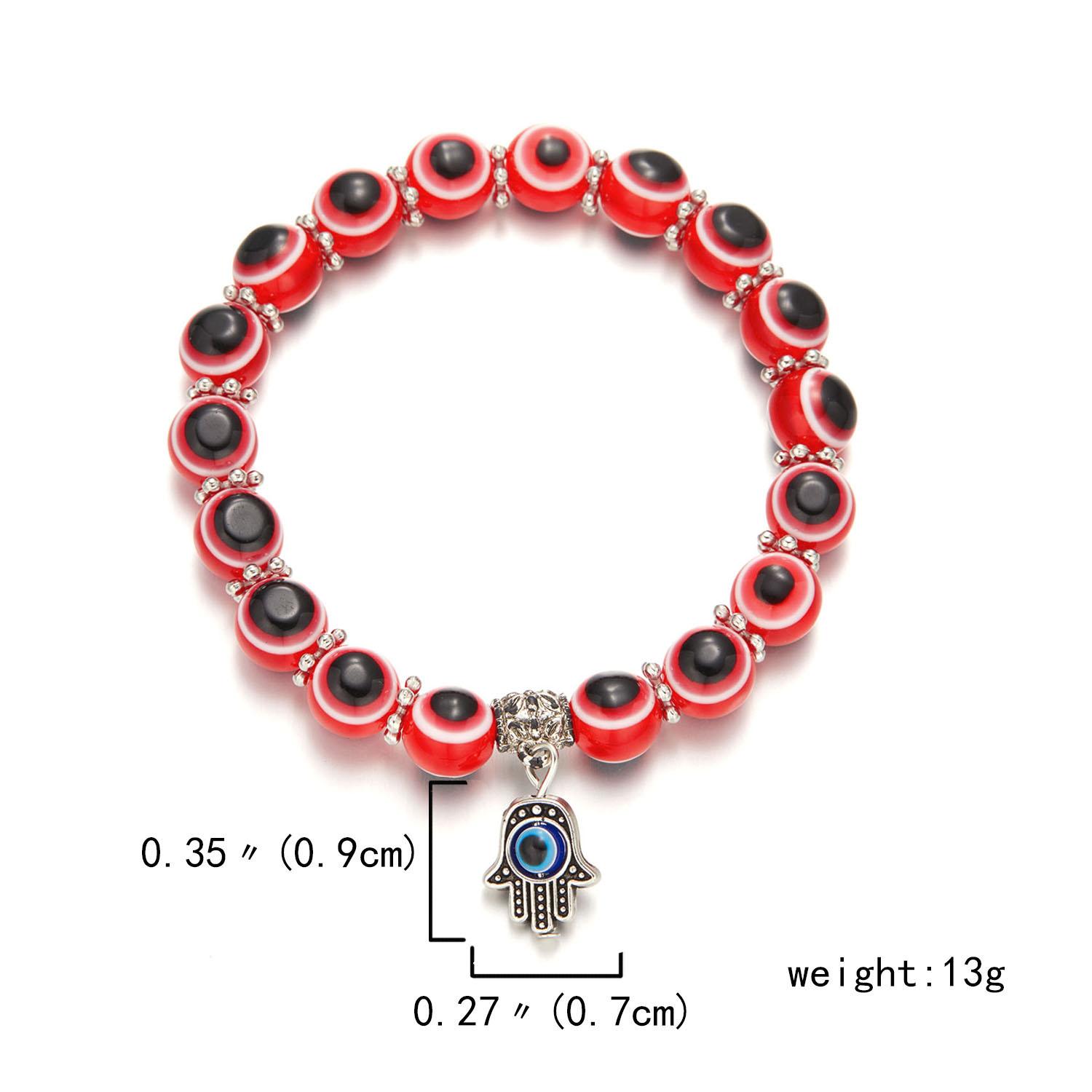 Blaues Nazar-Armband Hand Fatimas Türkei Tausend Augen Wunsch Handgefertigt Damen Harzperlen Armreif Elastische Armbänder Schmuck Geschenk red