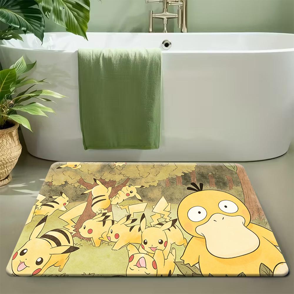 Pokemon Tropical Adventure Print Doormat Anti-slip Absorbent Floor Mat for Home Entrance Bedroom Living Room Decor