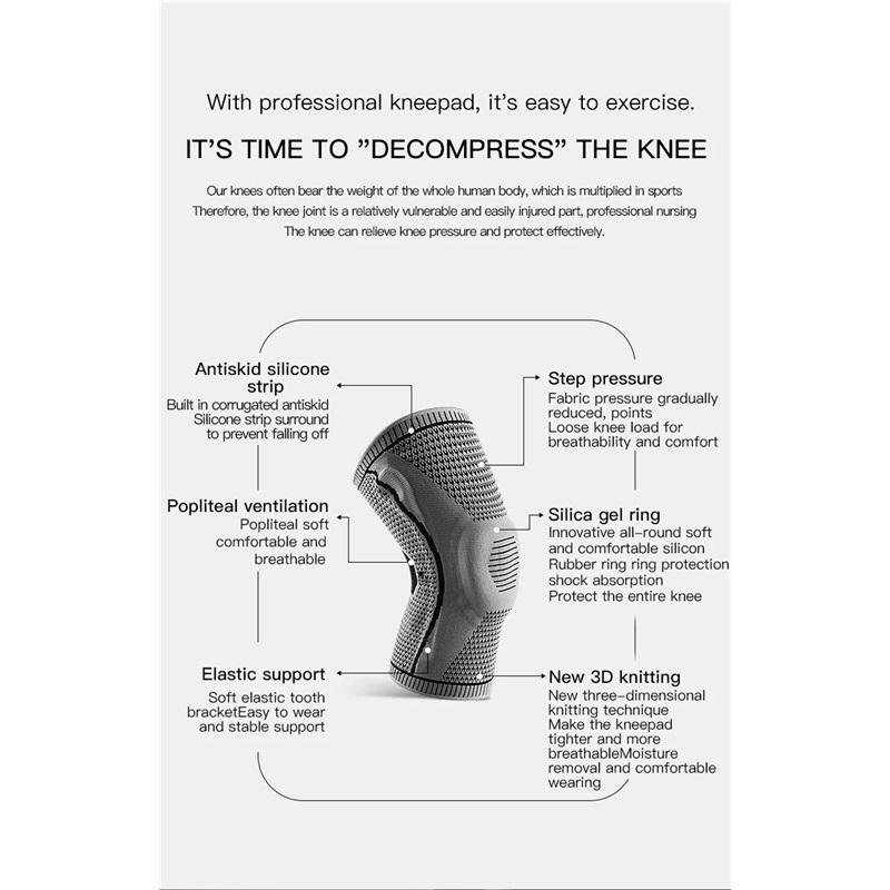 1PC Silicone Knee Pads Strap Patella Medial Support Meniscus Compression Knee Braces for Running Sport Knee Protection